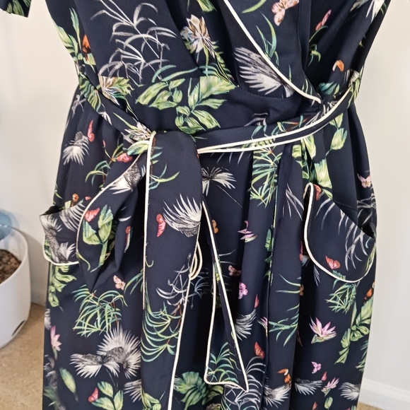 Size Small Rachel Roy Forest Wrap Dress Floral Botanical Blue Green Botanical - Picture 6 of 13